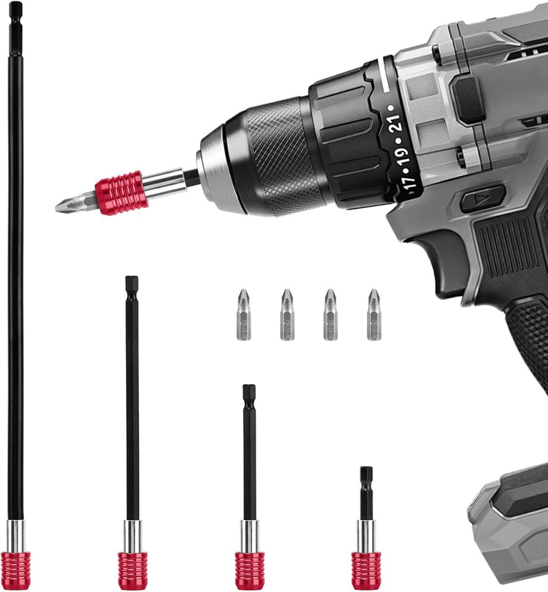 4Pcs Drill Extension 1/4 Hex Quick Release Bit Holder 12 6 4 2 with PH2 Bit