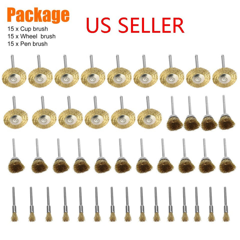 45Pcs Wire Brush Wheel Cup Pen Brush Mix Set for Dremel Rotary Tool Die Grinder