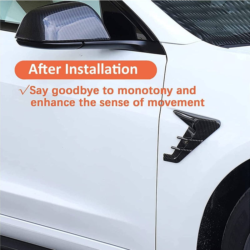 Matte Carbon Fiber Side Fender Camera Flank Cover for 2021-2023 Tesla Model 3 Y