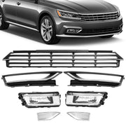 DURAFORCE Front Bumper Fog Lights Corner Lamp & Lower Grille for VW Passat 2012-2015 7PC