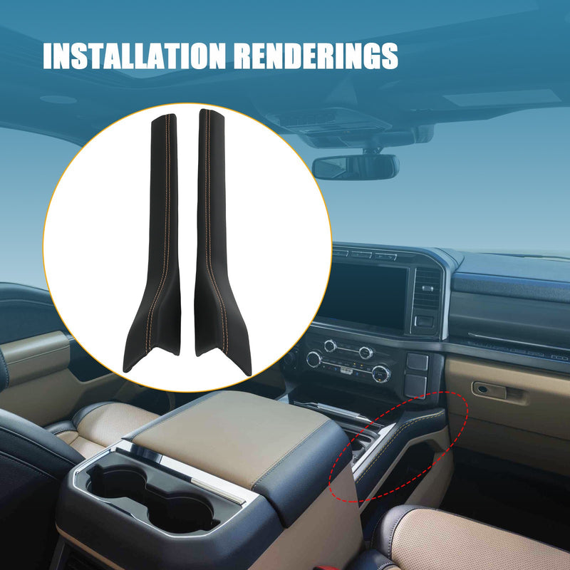 Center Console Padded Black Leather Trim for 2023-2024 Ford Super Duty Limited