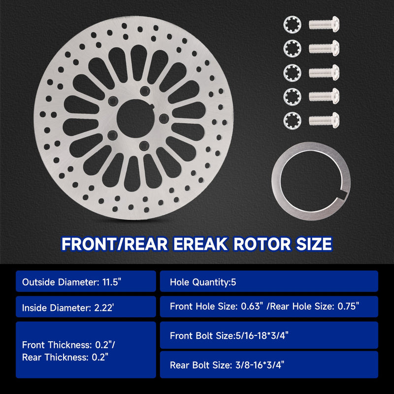 Front and Rear Brake Rotor with Bolts for Harley Softail 2 Pieces