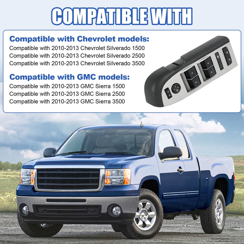 Master Power Window Switch with Black Bezel for Chevrolet Silverado 1500 2007-20