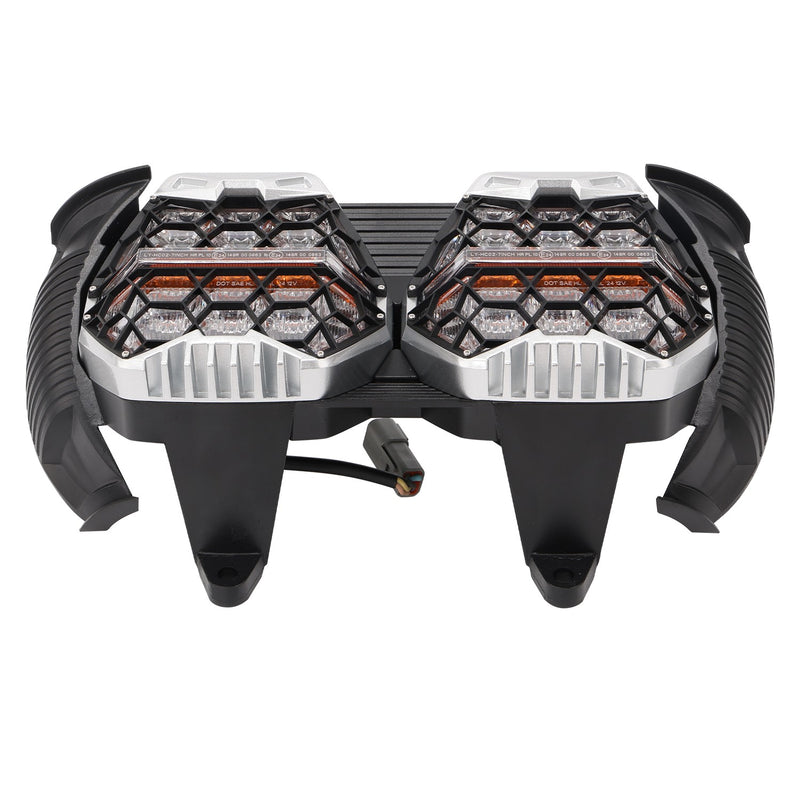 240W Dual LED Headlight High Low Beam Amber DRL for Harley Road Glide 2015+