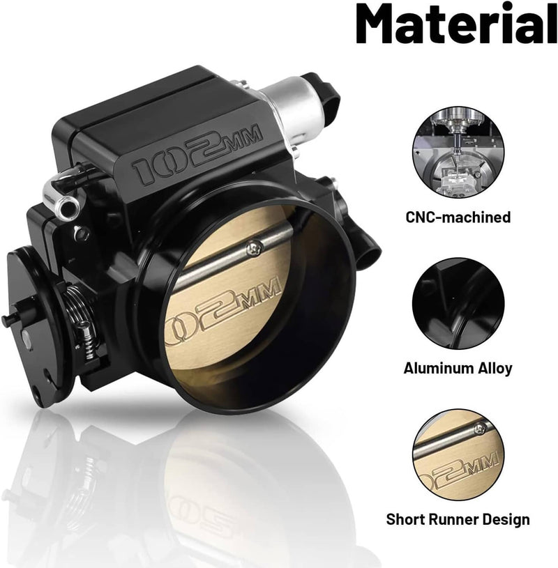 102mm Aluminum 4 Bolt Throttle Body & TPS IAC for GM Gen III LS1 LS2 LS6 LS7 LSX