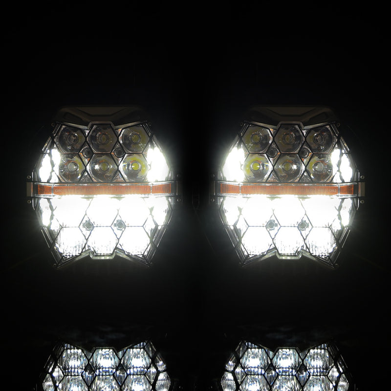 240W Dual LED Headlight High Low Beam Amber DRL for Harley Road Glide 2015+