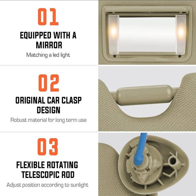 Sun Visor Left Driver Side with Light Mirror for Honda Accord 2008-2017 Beige