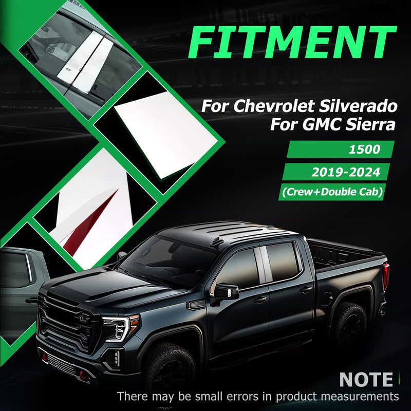 Stainless Steel Pillar Post Trim for Chevy Silverado Sierra for GMC 2019-2025