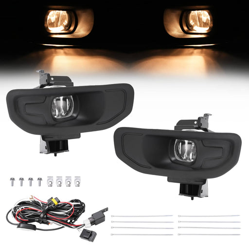 DURAFORCE Pair Fog Lights With Bezels for Ram 1500 2019-2024 Front Driver Passenger Side