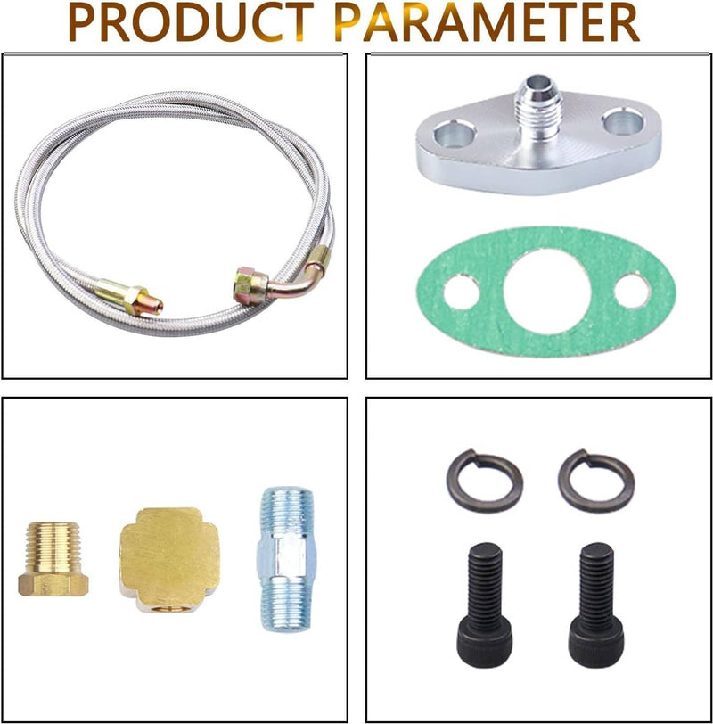 41" Turbo Oil Feed Line Kit for T3 T4 T60 T61 T70 AN4 90 Degree
