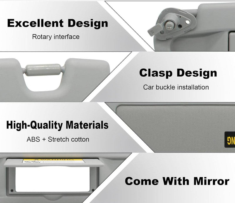 83280-SNA-A01ZC Left Driver Side Sun Visor for Honda Civic 2006-2011 Light Gray