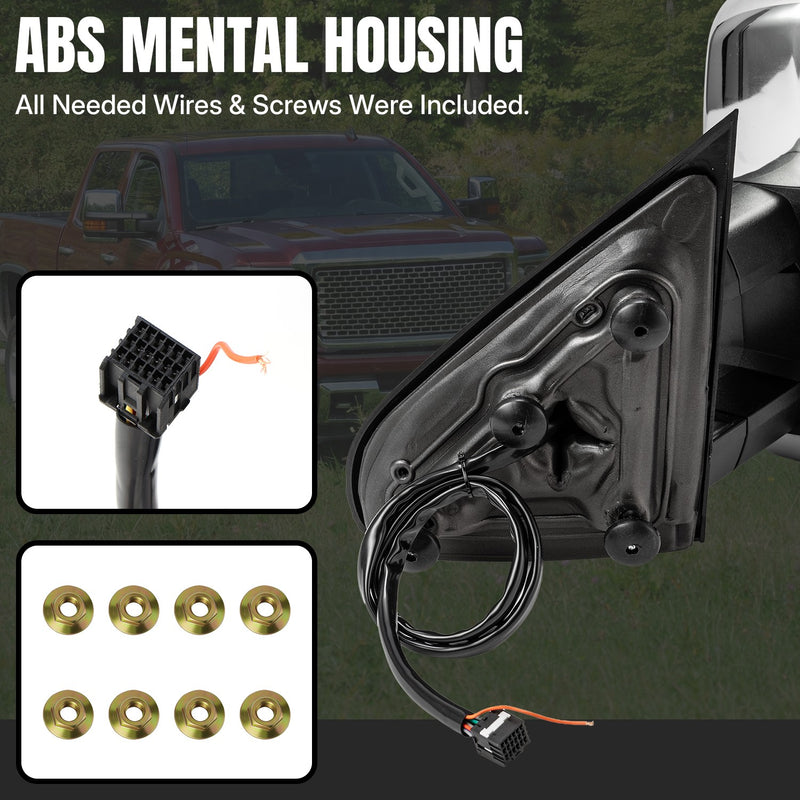 Manual Heated Tow Mirrors for Silverado Sierra 1500 2014-2018 with LED Signals
