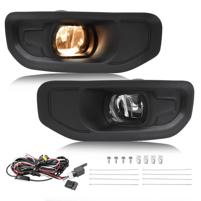 DURAFORCE Pair Fog Lights With Bezels for Ram 1500 2019-2024 Front Driver Passenger Side