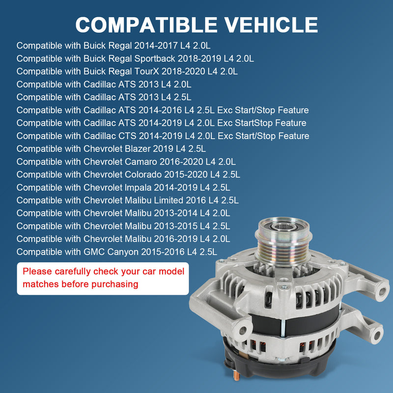 11682 Alternator for Chevrolet Malibu 2013-2015 2.5L 2016-2019 2.0L 104210-1962