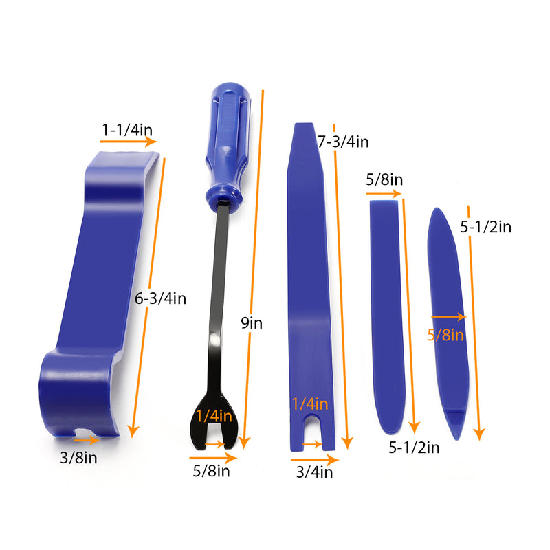 5PCS Car Radio Panel Door Dash Clip Fasteners Trim Removal Pry Tool Set