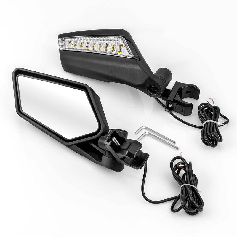 UTV Side Racing Mirrors LED Turn Signal Lights for Can Am Maverick X3 Max