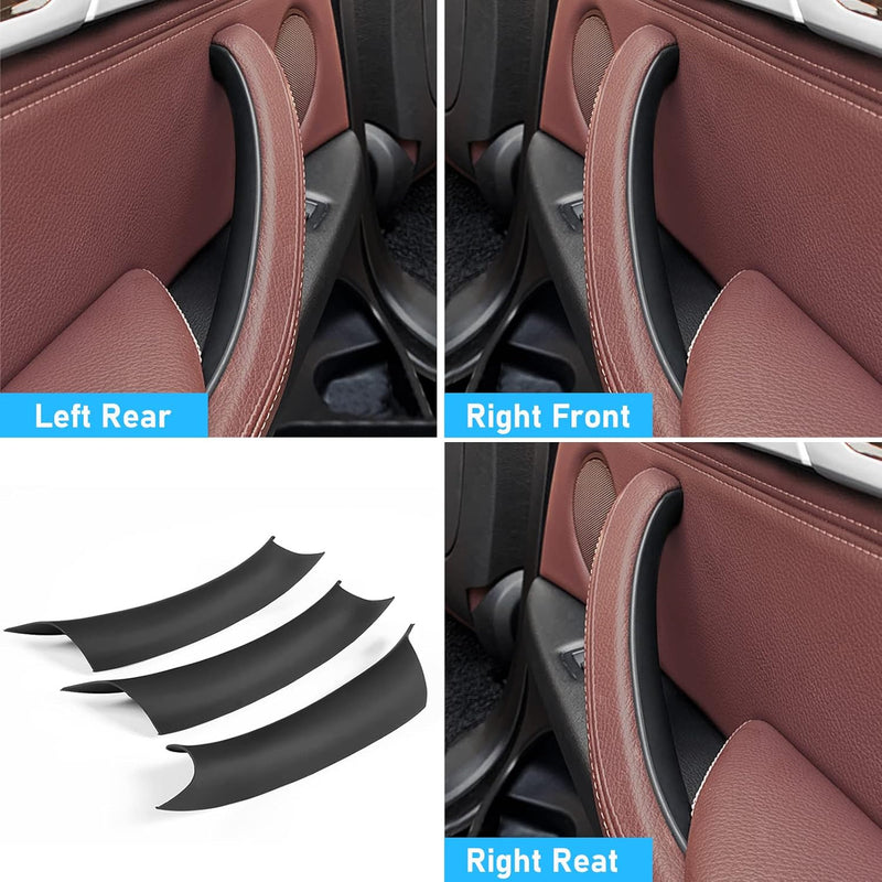 Black Inner Door Panel Handle Pull Trim Cover for BMW X5 X6 F15 F16 2014-2018