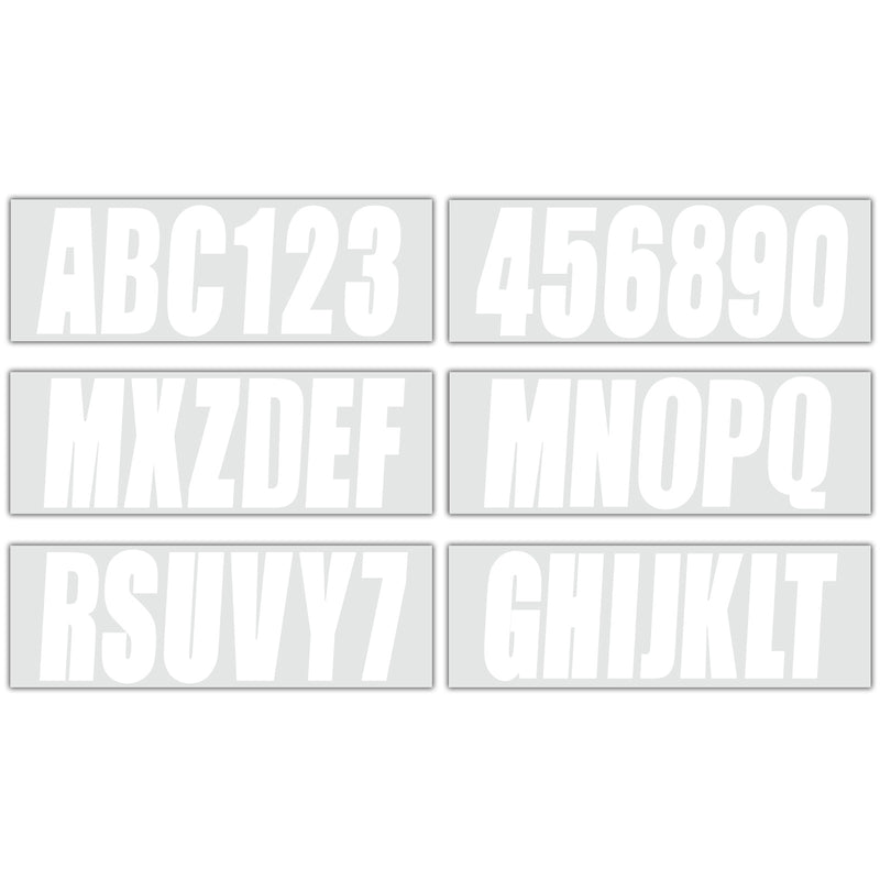 Boat Registration Letters Numbers Decals A-Z 0-9 White 4 Sets