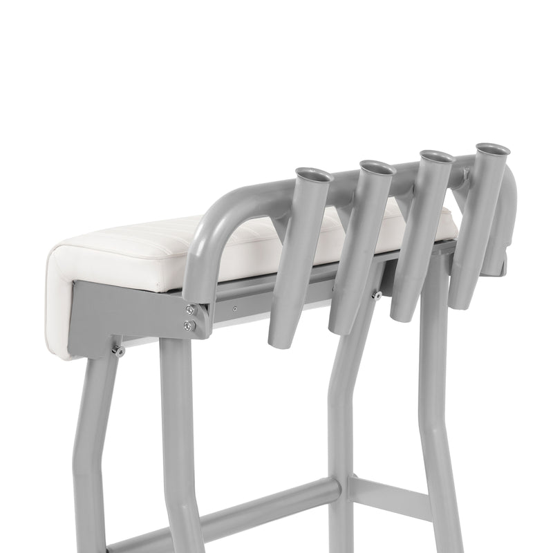 29" Silvery T Top Pro Leaning Post Boat Seat S Size Long Cushion w/4 Rod Holders
