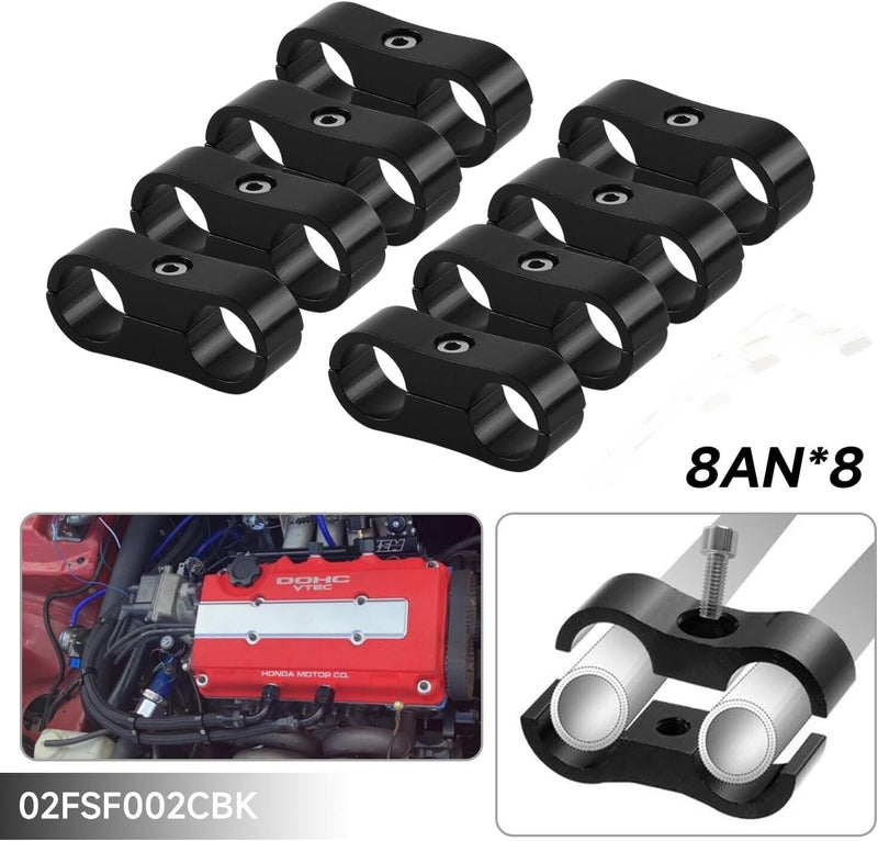 8Pcs 8AN AN8 Hose Separator Clamp Bracket Adapter Kit for Oil Fuel Hose Line