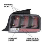 DURAFORCE Clear Lens LED Tail Lights Rear Brake Lamps for Ford Mustang 2005-2009 Set
