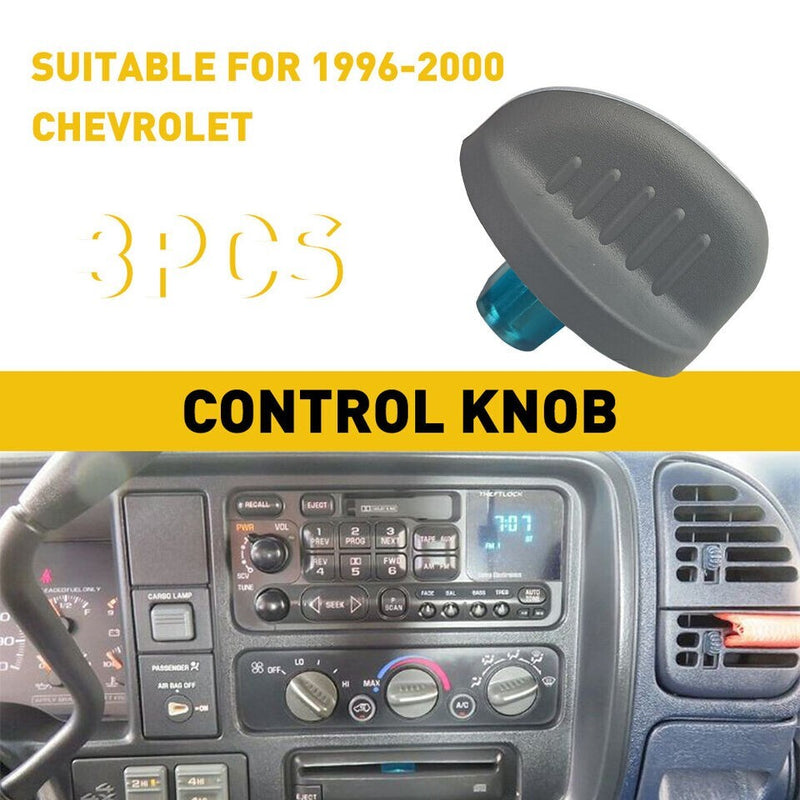 Heater A/C Fan Dials Speed Control Knob Set of 3 for 1995-98 Chevy Silverado