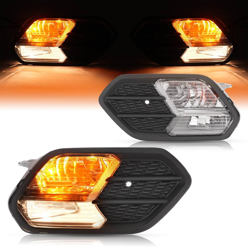 Pair Fog Lights Turn Signal Lamps With Cover for Ford Escape Kuga 2017-2019
