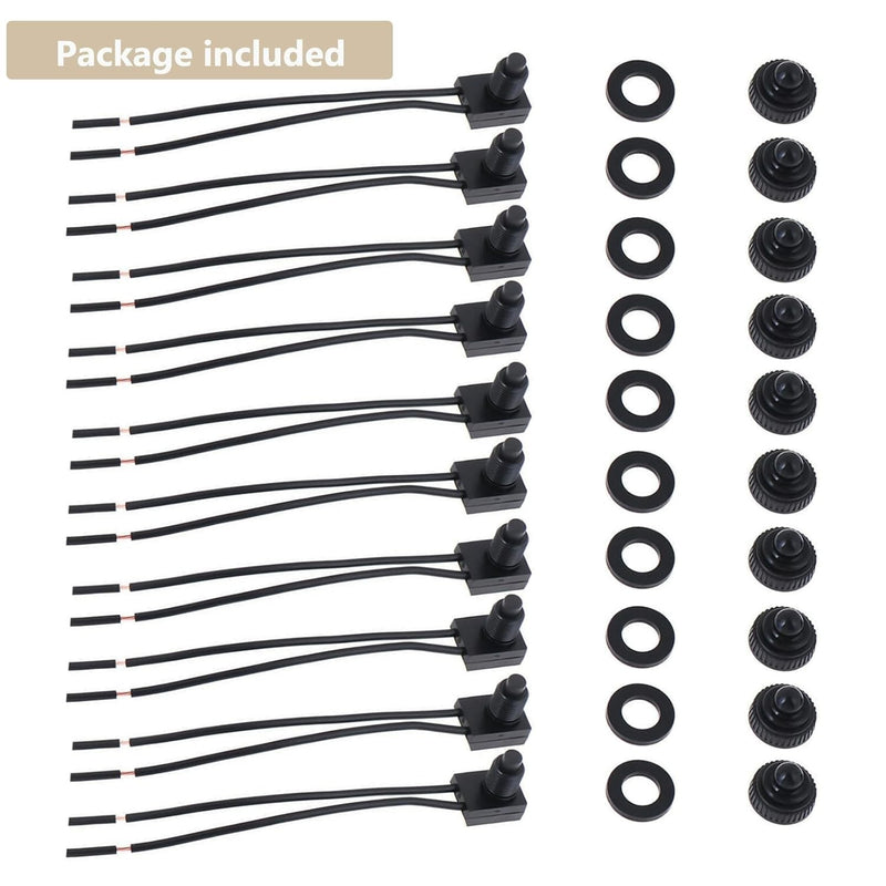 10pcs 12V-48V Wire Leads Waterproof On-Off Push Button Switch for Motorcycle Car