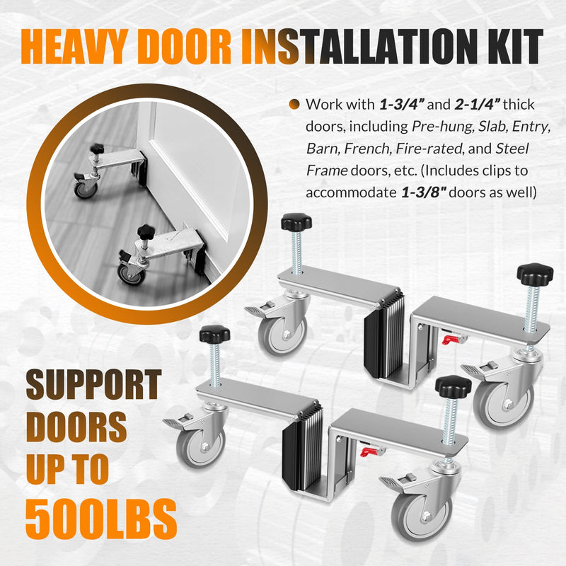 Heavy Door Installation Hardware Tool Kit for 1-3/4" & 2-1/4" Doors Dual-Dolly