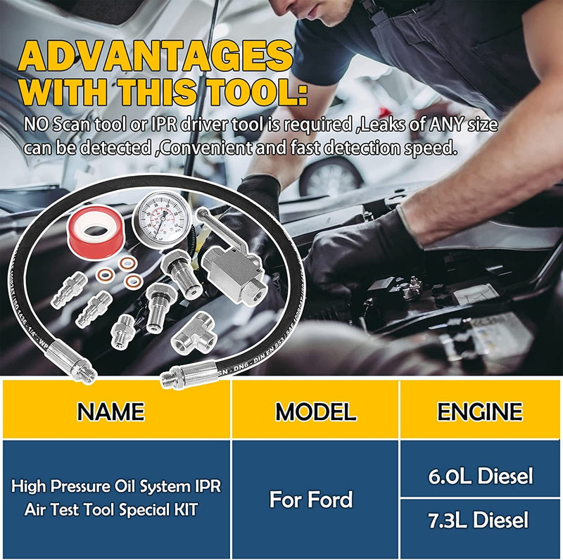 6.0L High Pressure Oil System IPR Air Test Tool for Ford Powerstroke 7.3L