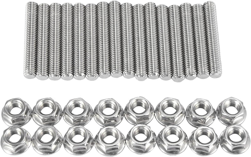 16pcs Stainless Steel Exhaust Manifold Stud Nuts Set for Ford 4.6L 5.4L V8