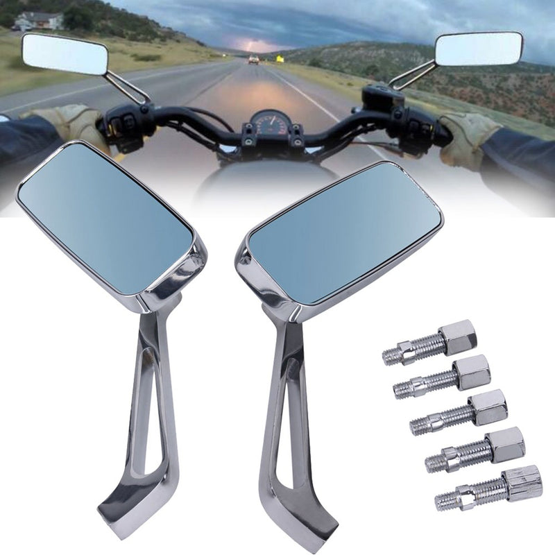 Chrome Rectangle Side View Mirrors for Kawasaki Vulcan VN 500 750 800 900 1500