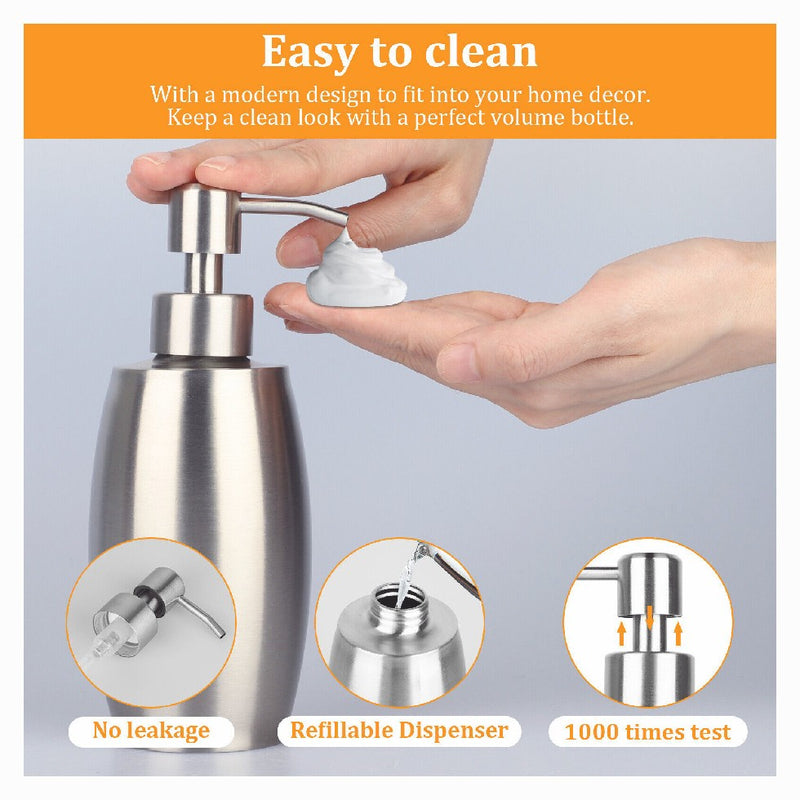 Stainless Steel Pump Lotion Soap Dispenser 13 Oz for Bathroom Kitchen