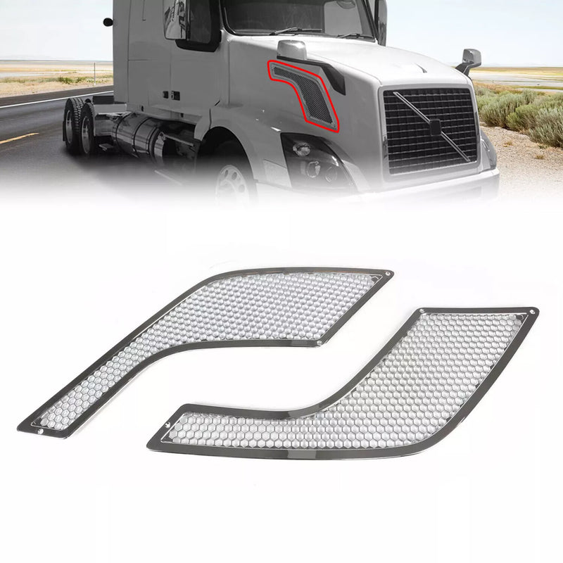 Chrome Side Grille Driver Passenger Air Intake Vent for Volvo VNL 04-17 Pair