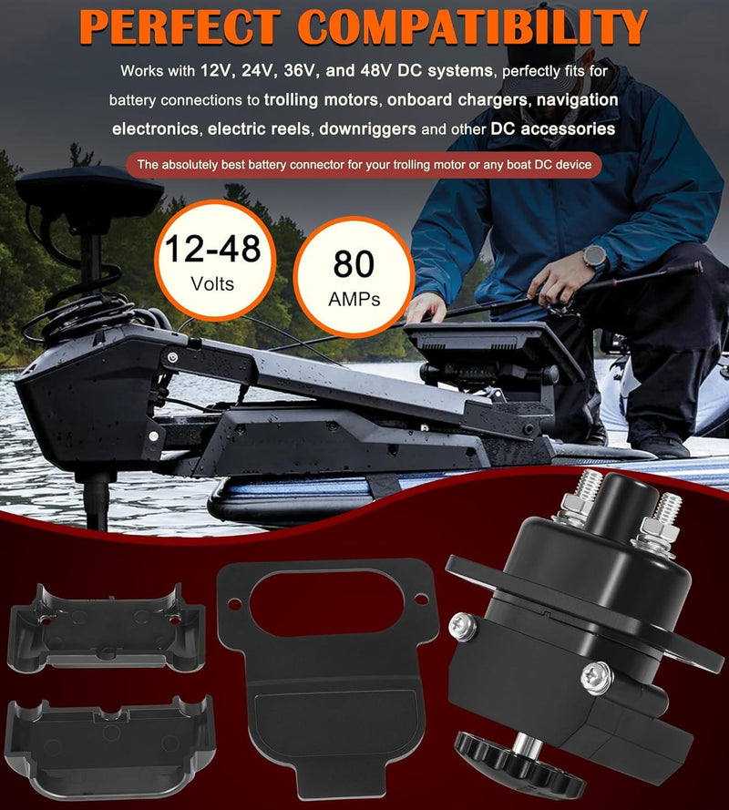 027-0004-Kit Trolling Motor Plug Receptacle Parts Kit for Marine 12-48V DC