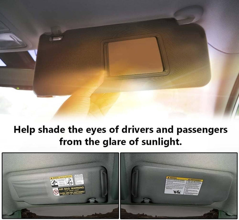 Sun Visor Pair LH Driver RH Passenger for Toyota Tacoma 2005-2015 Gray
