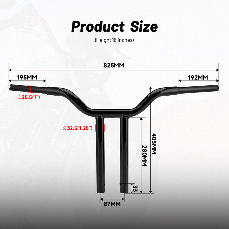 16'' Rise MX-T Bars Handlebar Fit for 1996-UP Harley Dyna Sportster 1200 Softail