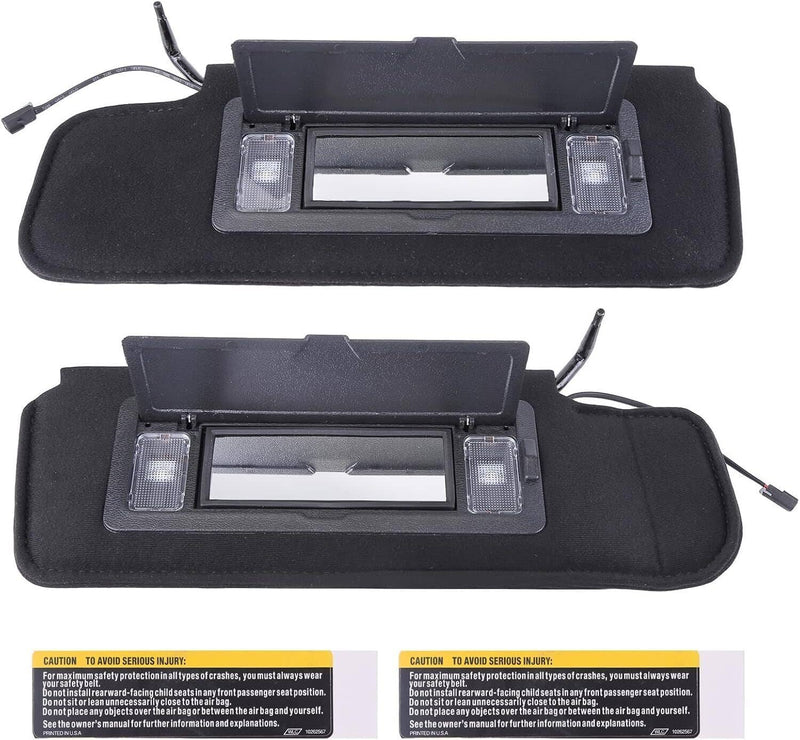 2Pcs Sun Visors with Vanity Mirror LED Light for Chevy Corvette C4 1984-1996 5.7