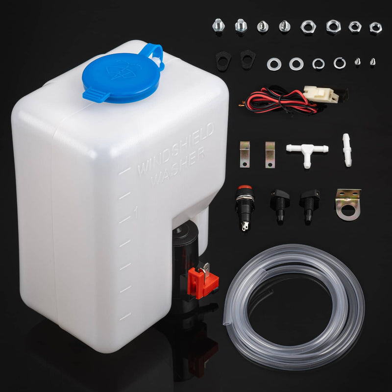 12V UTV Windshield Washer Bottle Tank Pump Wiper System Reservoir Kit Universal