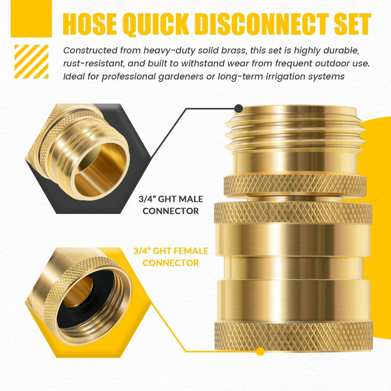 Brass Hose Quick Disconnect Set 3/4 GHT for Dramm 22729 Male Female