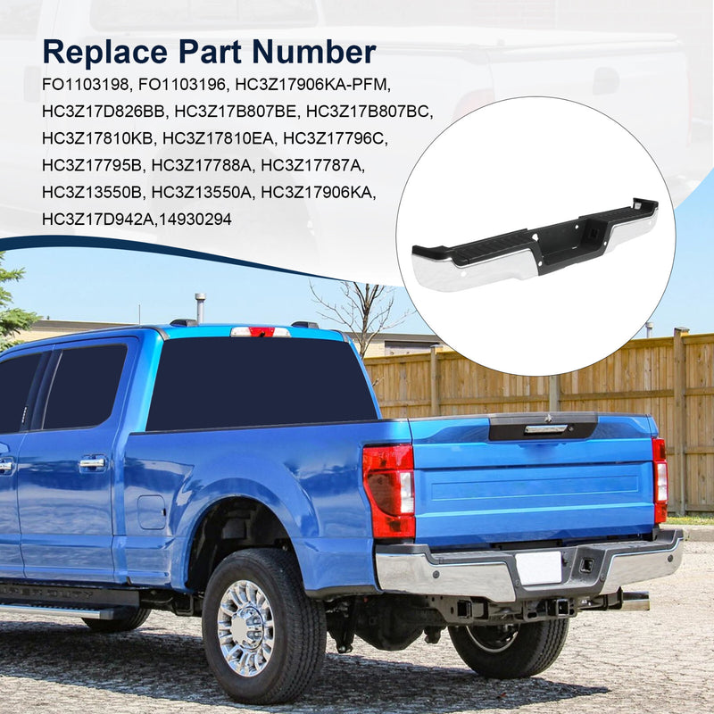 Chrome Rear Bumper Assembly with Park for Ford F-250 F-350 SuperDuty 2017-2022