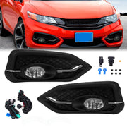 DURAFORCE Fog Lights for Honda Civic Coupe 2DR 2014-2015 Bumper Lamps Wiring Bulbs