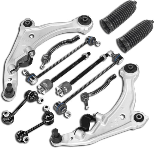 DURAFORCE 12Pcs Front Lower Control Arm Tie Rod Sway Bar Kit for Nissan Maxima 09-14