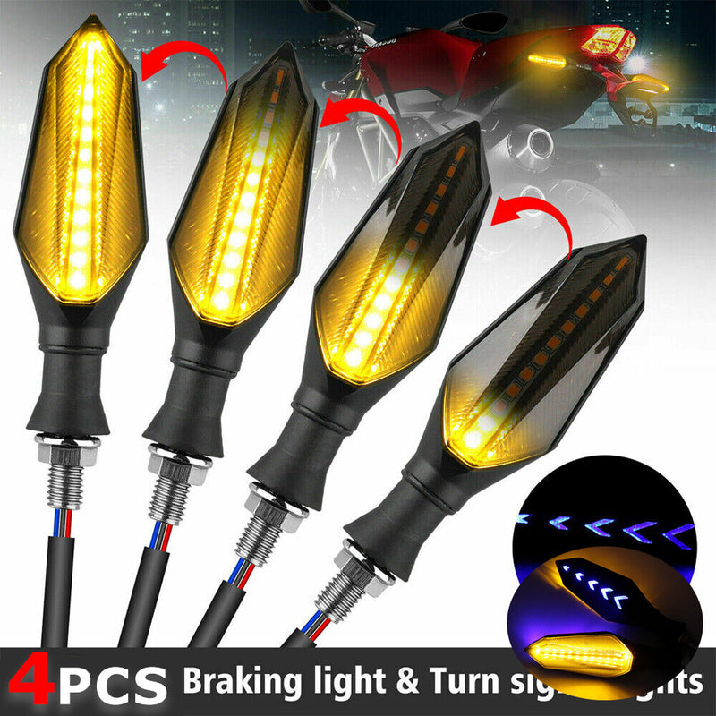 4 Pcs Universal Motorcycle Amber LED Turn Signals Lights Blinker Lamp Indicators
