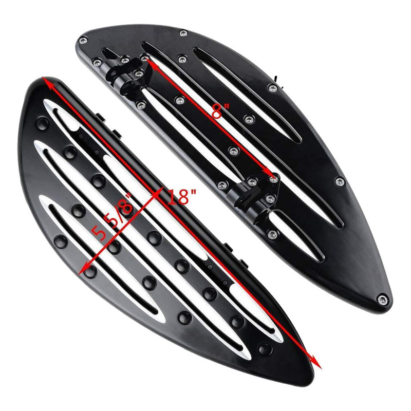 Pair Front CNC Edge Cut Driver Stretched Floorboards for Harley Touring Softail