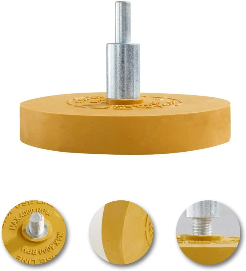 DURAFORCE 3.5" Car Decal Remover Eraser Wheel Tool for Drill Adhesive Pinstripe Sticker