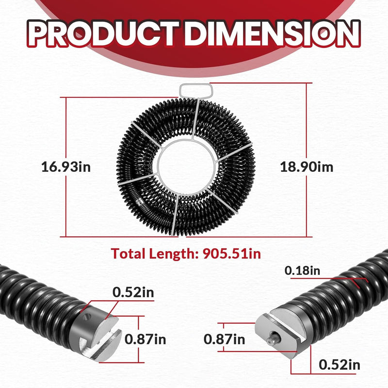 61630 Sectional Drain Cleaning Cable Kit Replace for RIDGID A-62 7/8" Cable Kit
