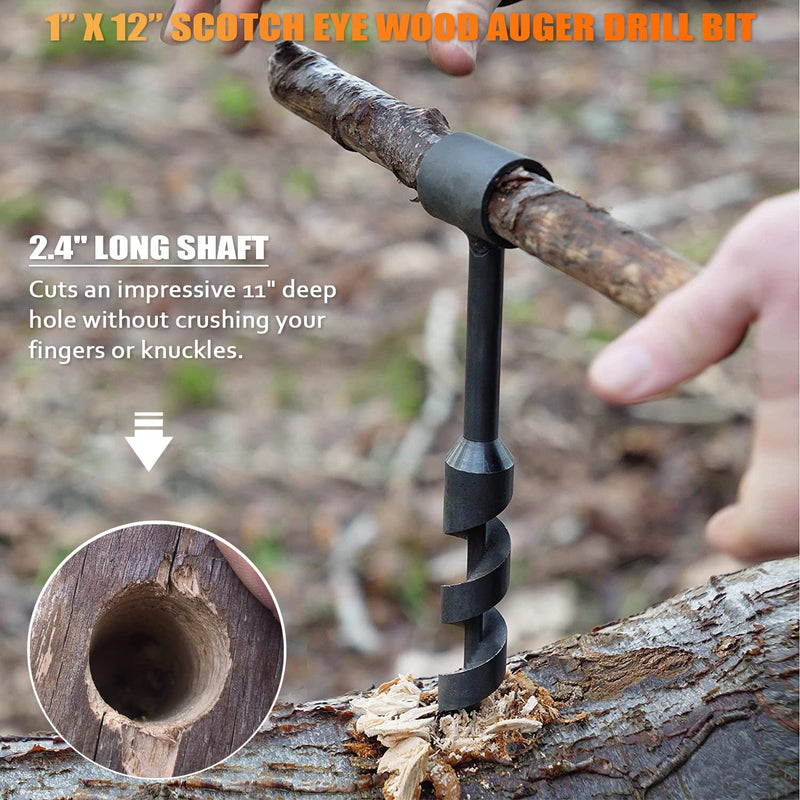 12" Scotch Eye Wood Auger Drill Bit for Bushcraft and Camping Furniture