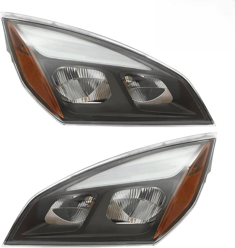 Full LED Headlights Headlamps Pair for Freightliner Cascadia Black