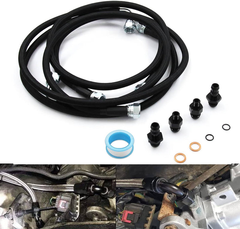 Black Transmission Cooler Hose Line Set for Dodge Ram 2500 3500 5.9L 48RE 03-07